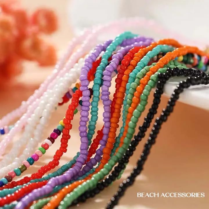 Boho Beaded Choker Necklace Colorful Short Necklaces Summer Beach Necklaces Jewelry for Women - color: Colorful bead-1