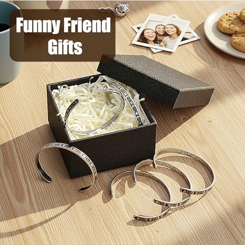 Tondiamo 6 Pack Friendship Bracelets Gifts for Women Engraved Cuff Bracelets Friends Inspirational Stainless Steel Jewelry Friendship Gifts for Birthday Graduation Memorial for Her Mom