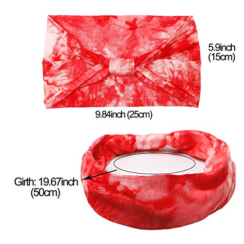 Tobeffect Headbands for Women African Wide Tie Dye Knotted Hairbands Workout Yoga Sport Head Wraps Hair Accessories 6 Packs - color: Headbands 4