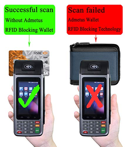 Admetus Mens RFID Blocking Wallets Zipper Leather Wallet for Men Bifold RFID Card Holder - color: Black-19