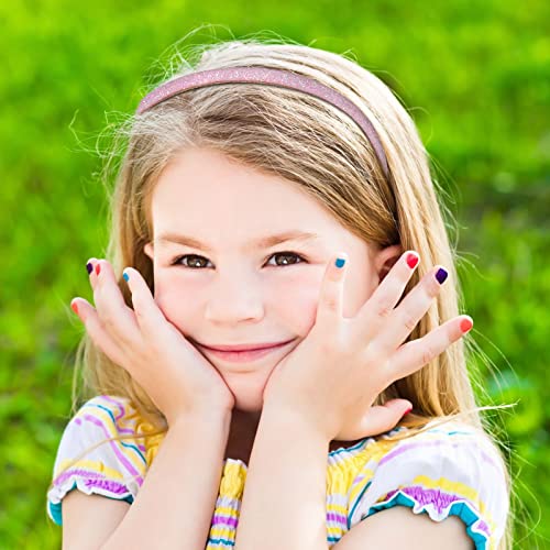 Fishdown Thin Glitter Headbands 6 Pack, Including Gold, Silver, Rose Red, Pink, Blue, Light Blue for Girls and Women, Non-slip Upgraded Sequin Headband with Soft Fabric Cover - color: Color-2