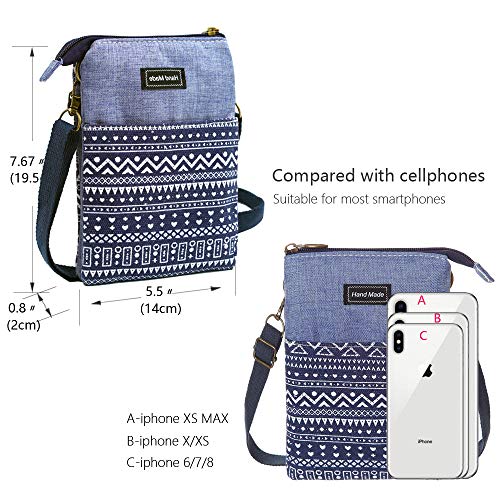 Roomy Cell Phone Purse Wallet Canvas Small Crossbody Purse Bags with Shoulder Strap For Women teen girlsl | Roomy - color: P-blue
