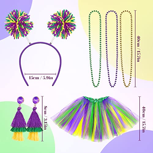 Hicarer 6 Pcs 4th of July Tutu Set Women Red White and Blue Accessories 250th Tutu Patriotic Costume Independence Day Favors - color: Purple, Yellow, Green