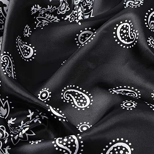 AWAYTR Satin Silk Scarf - Large Hair Bandana, Sleeping Wrap for Women - color: Paisley(black)