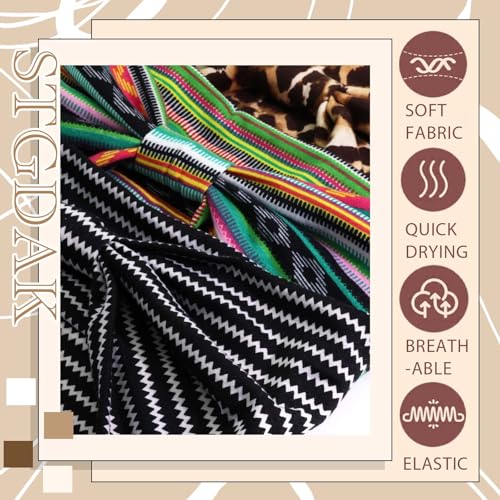 Boho Headbands For Women Wide Head Bands Knotted Turban Head Wraps Stripe Hair Scarf Leopard Printed Womens Headband Stylish Sweatband Cute Hair Accessories For Teen Girls 3 Pcs - color: Style 145
