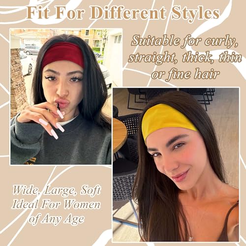 Head Bands For Women's Hair Band Wide Headband Red Yellow Khaki Head Wraps Non Slip Turban Knotted Sweatband Stretchy Headband For Women Girls Fashion Hair Accessories 3 Pcs - color: Style 151