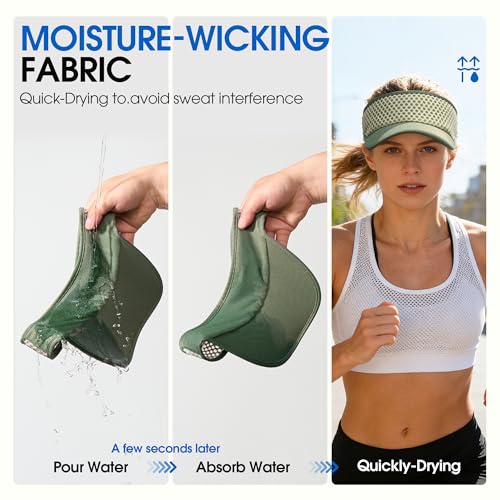 AUSFLUG Sun Visor Hat Men Women - Wide Brim Quick Dry Adjustable Cap, Lightweight for Golf Tennis Pickleball Beach - color: Army Green