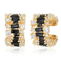 MEVECCO Ear Cuffs Non Piercing For Women 18K Gold Plated Turquiose Pearl Zircons Ear Cuff Earring Clip on Cartilage Fake Hoop Earrings Stack Jewelry Gifts - style: Black CZ -Pair