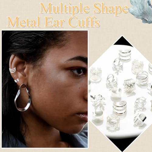 40PCS Hair Jewelry for Braids Gold&Silver Hair Cuffs Adjustable Braid Jewelry Non-Piercing Ear Clips Multi Style Loc Dreadlock Accessories for Women and Girls - color: Gold&Silver