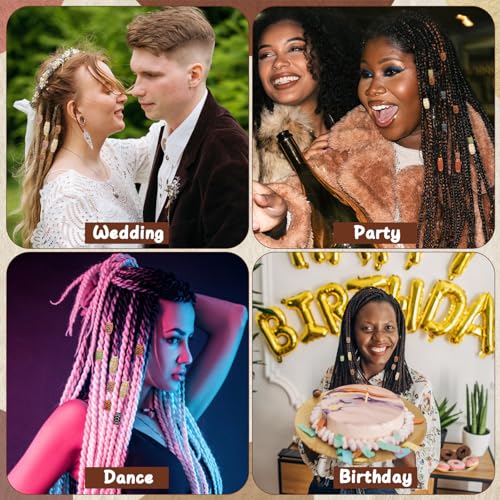 38Pcs Wooden Hair Beads for Braids and Dreadlocks, Loc Jewelry Bead for Black Women and Men, Multi Shape Beads for Necklace Bracelet Hair DIY Craft Handmade Decoration Dreadlock Accessories