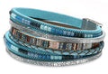 Fesciory Leather Wrap Bracelets for Women, Boho Leopard Multi-Layer Crystal Beads Cuff Bracelet Jewelry - color: Boho Braid(Blue)