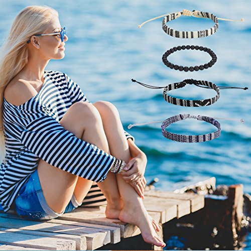 Beach Bracelet Set for Men and Women, Surfer Men Bracelet, Braided Boho Summer Bracelets Adjustable Men's Bracelet Handmade Women Bracelet String Rope Ankle Bracelets Birthday Gift - style: Bohemian