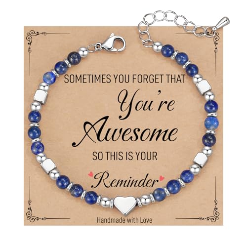 TONY & SANDY Tiny Beaded Bracelets for Women, Sometimes You Forget You're Awesome Gift, Unique Gifts for Women, Mom, Daughter, Wife, Coworker, Best Friend, Bestie, Granddaughter - style: Lapis Lazuli