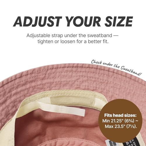 Hot Summer Bucket Hat - Trendy Cotton Sun Hat for Beach, Golf, Fishing - Fun Outdoor Vacation Boonie for Men and Women - color: Dusty Rose