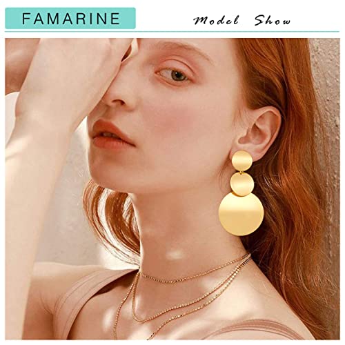 FAMARINE Gold Silver Disc Dangle Earrings for Women - style: style A