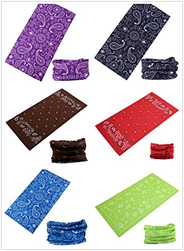 KINREE 6PCS Outdoor Magic Scarf, Elastic Headbands, Headscarves, Headwear, Mask - color: Free Paisely