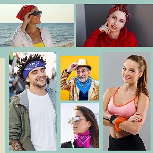 Handepo 150 Pcs Bandanas Bulk, Colorful Paisley Bandanas Unisex Head Wrap Scarf Cowboy Headband Handkerchief - color: Mixed Color