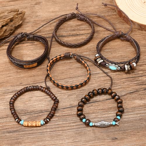 Turquoise Leather Western Bracelets for Women Men Bohemian Retro Turquoise Wrap Bracelets Exquisite Layered Stacked Cowboy Cowgirl Bracelet Western Country Concert Outfits Leather Cuff Bracelet for Women - style: Turquoise