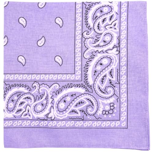 MDSTYLE 6 Pack 100% Cotton Bandanas 22” x 22" for Men & Women Paisley Handkerchief Headband Scarf Bandana - color: Lavender
