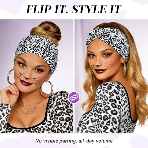 Wide Headbands for Women's Hair, 4 Pcs Hair bands – Vintage Turban Elastic Head Bands Adult Women Soft Head Wraps Knotted for Yoga & Workout – Summer Fashion Hair Accessories (white) - color: white