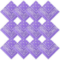 Suhine 12 Pcs Bandanas Bulk for Women Men 22 x 22 Inch Paisley Headband Cowboy Handkerchief Summer Beach Party Costume - color: Light Purple