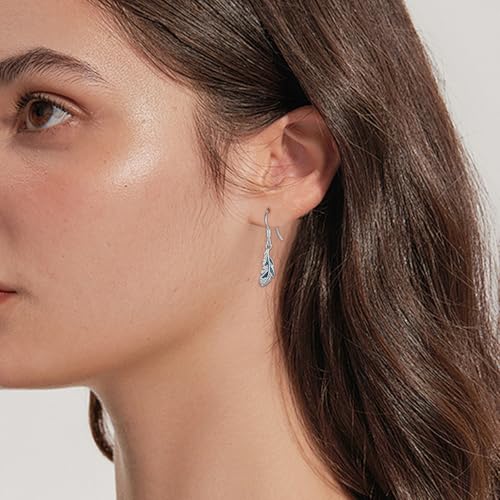 Western Earrings for Women 925 Sterling Silver Turquoise Western Country Dangle Drop Earrings Country Jewelry Gifts for Cowgirl Cowboy - style: Feather-A