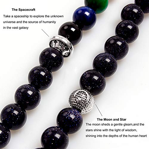 108 Mala Beads Necklace 7 Chakra Buddhist Prayer Beaded Bracelet Tree of Life Pendant Stone Yoga Necklace - color: Solar-Tree