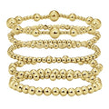 Gold Beaded Bracelets for Women: 14K Gold Bracelets for Women Trendy Dainty Gold Ball Bracelet Stack for Womens - Boho Stretch Bracelets Jewelry Sets with Cross Fashion Accessories Gifts for Women - style: Gold Bead