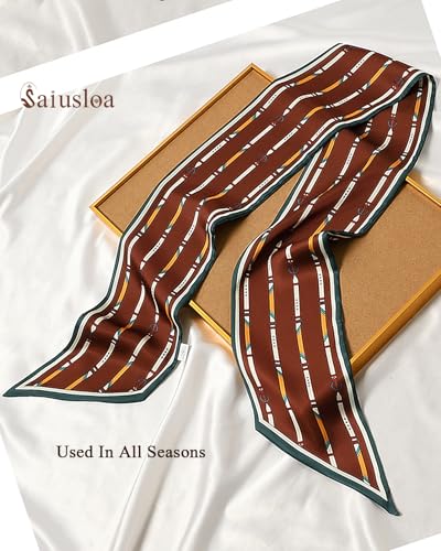 Purse Scarf For Handbags Head Scarves For Women's Hair Bags Scarfs Long Skinny Scarves Fashion Silky - color: A24-color of Jujube