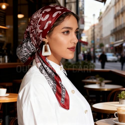 Headscarf Large Square Women Scarf 35" Fashion Scarves Silk Feeling Hairscarf - color: A114
