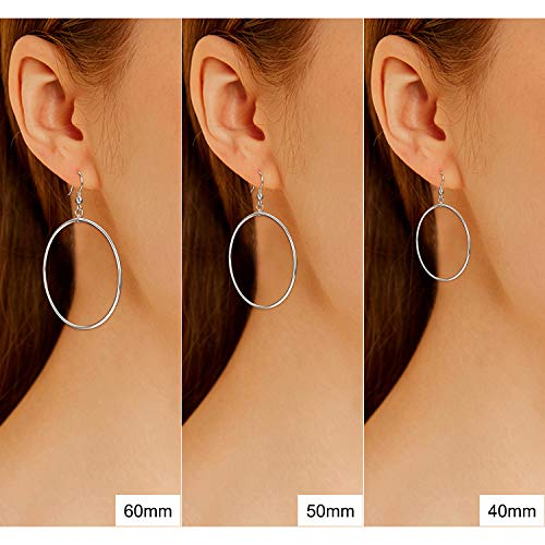 POPLYKE Sterling Silver/Rose Gold/Gold Plated Large Hoop Earrings Circle Dangle Drop Earrings for Women 40 50 60 70 80mm - color: silver hoop, size: 40mm