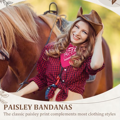 12 Pack Bandanas Unisex Paisley Cowboy Bandanas Bulk Multi Purpose Headband Scarf for Men Women Costume - color: 4 Color Assorted, style: Classic