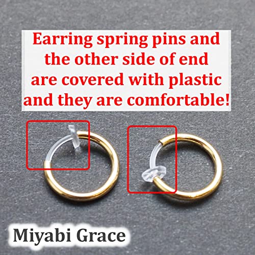 Silver Small for Women Comfortable Plastic Invisible Clip On Hoop Earrings Men Fake Nose Ring Faux Lip Septum Ring Fake Cartilage Earrings 12 mm Spike Cross Feather 15mm Unisex Gold Non Piercing Lobes - color: 12 mm Gold
