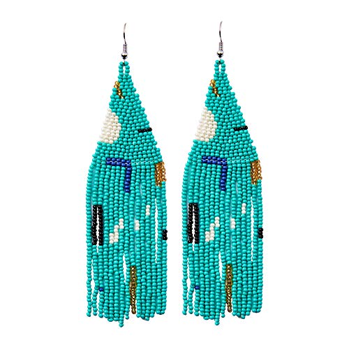 Long Beaded Tassel Earrings - Bohemian Fringe Drop Earrings Statement, Seed Bead Tribal Dangle Earrings, Pendientes De Borla, Idea for Women, Valentine
