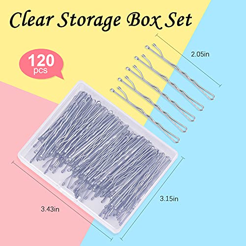 MORGLES Silver Bobby Pins for Gray Hair 120PCS 2Inches Hair Pins for Women with Box - color: Silver（2inch)