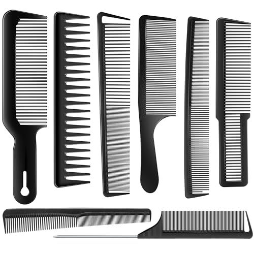 SALONSILK Hair Comb for Men & Women, 8PCS Professional Styling Combs for Wet Curly Natural Hair Detangling Parting Teasing Styling & Cutting - color: Hair Cutting Black
