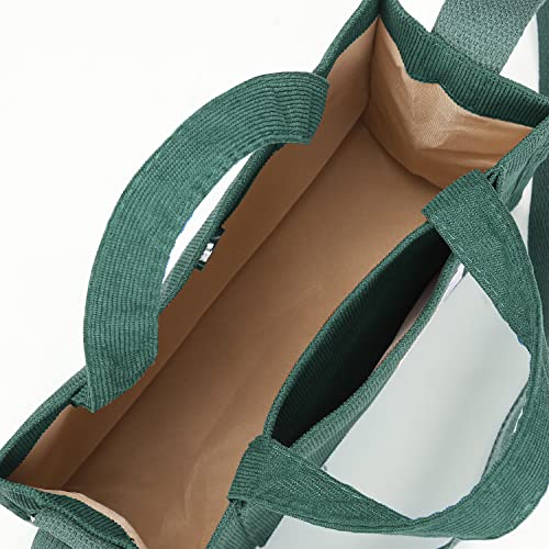 WantGor Tote Bag for Women, Corduroy Crossbody Bags Shoulder Handbag Small Satchel Hobo Bag Purse - color: Green