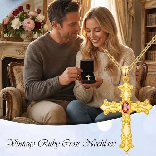 14K Gold Cross Necklace Gold Cross Pendant Necklace Christian Faith Jewelry Gifts for Women - style: D-Baroque Cross