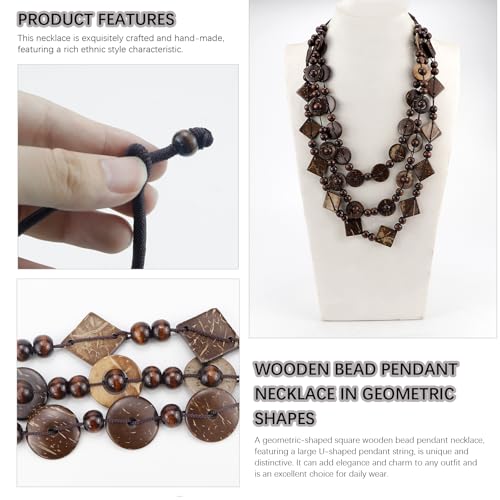 3- Layered Statement Necklace Womens Bohemia Choker Necklaces - color: Brown