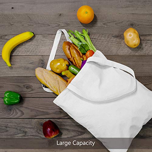 TOPDesign 5-Pack Economical 16"x15" White Cotton Tote Bag, Lightweight Medium Reusable Grocery Shopping Cloth Bags, Suitable for DIY, Advertising, Promotion, Gift, Activity - color: White, size: Medium