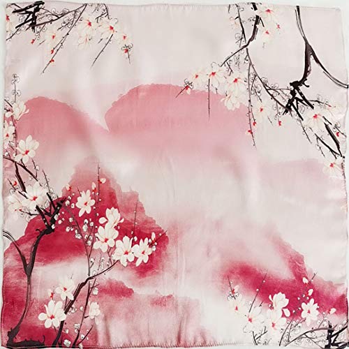 FONYVE 100% Mulberry Silk Scarfs for Women-Lightweight Square Satin Head Scarf-Small Silk Hair Scarf for Sleeping 21"x21" - color: 08 Gradient Red