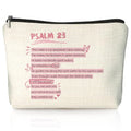 Psalm 23 Pink Christian Makeup Bag, Trendy Preppy Girly Cosmetic Bags for Women, Christian Gifts for Women, Bible Verse Gifts, Pink Preppy Aesthetic Zipper Makeup Pouch - color: 00-Psalm 23