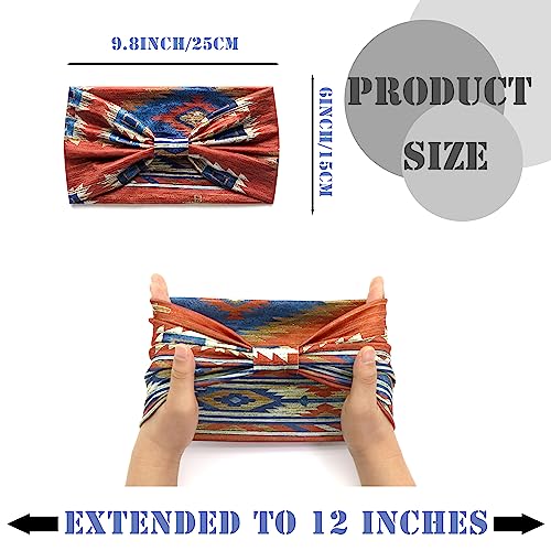 FULZTEY Boho Headbands for Women Wide Knotted Head Bands African Floral Printed Turban Striped Bandanas Stretchy Workout Yoga Hairbands Fashion Hair Accessories for Girls 3Pcs - color: Style 44