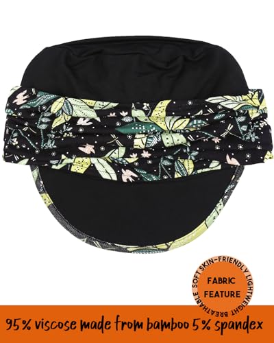 Chemo Headwear Viscose Newsboy Cap for Women Summer Hats - color: Black Green Pattern