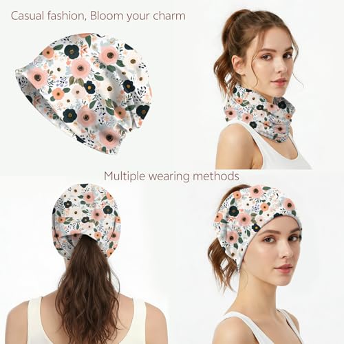 Chemo Caps Slouchy Beanie Hat Stretch Cancer Head Wraps Turban Sleep Headwear Scarf for Women Girls Men - color: I-5-flower