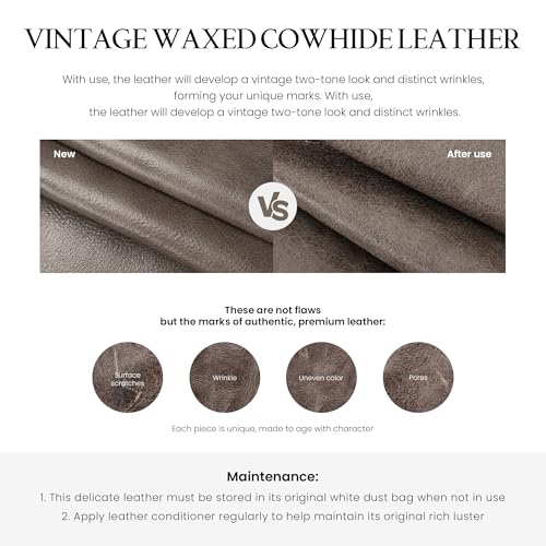 befen Vintage Genuine Leather Satchel Tote Bag for Women, Top Handle Handbags Leather Purse, Large Shoulder Crossbody Bags - color: Grey-taupe