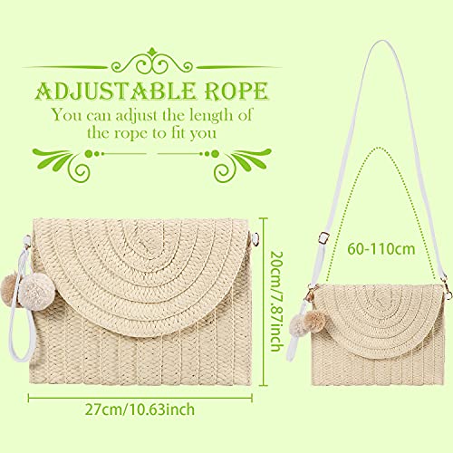 Frienda Straw Purses for Women Straw Clutch Crossbody Bag Summer Beach Shoulder Bag Woven Envelope Wallet Handbags - color: Creamy White