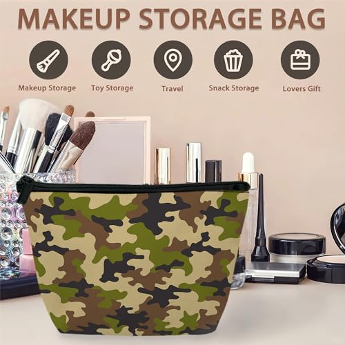 Patriotic Camouflage Print Travel Makeup Bag,Abstract Modern Cosmetic Bags Small Waterproof Zipper Women Purse Mini Portable Traveling Organizer Pouch for Ladies Thanksgiving Gifts - color: Camouflage Print
