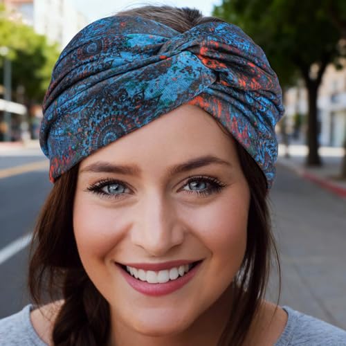 DRESHOW 6 Pack Extra Wide Headbands for Women Large Turban Headband Boho Head Wrap Elastic Hairbands Hair Twisted Knot Hair Accessories - color: 6 Pack Knotted: Patterned a