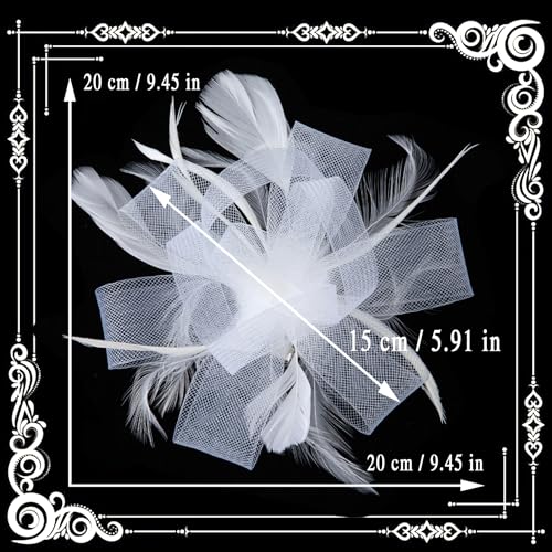 dressfan Womens Fascinator Hat Headpiece 20s Vintage Wedding Hair Accessories for Derby/Wedding/Cocktail/Tea Party - color: White